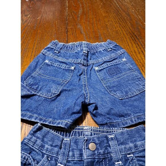New 3T Two Pairs Faded Glory Cotton Denim Blue Jean Shorts Pockets Belt Loops - Picture 3 of 5